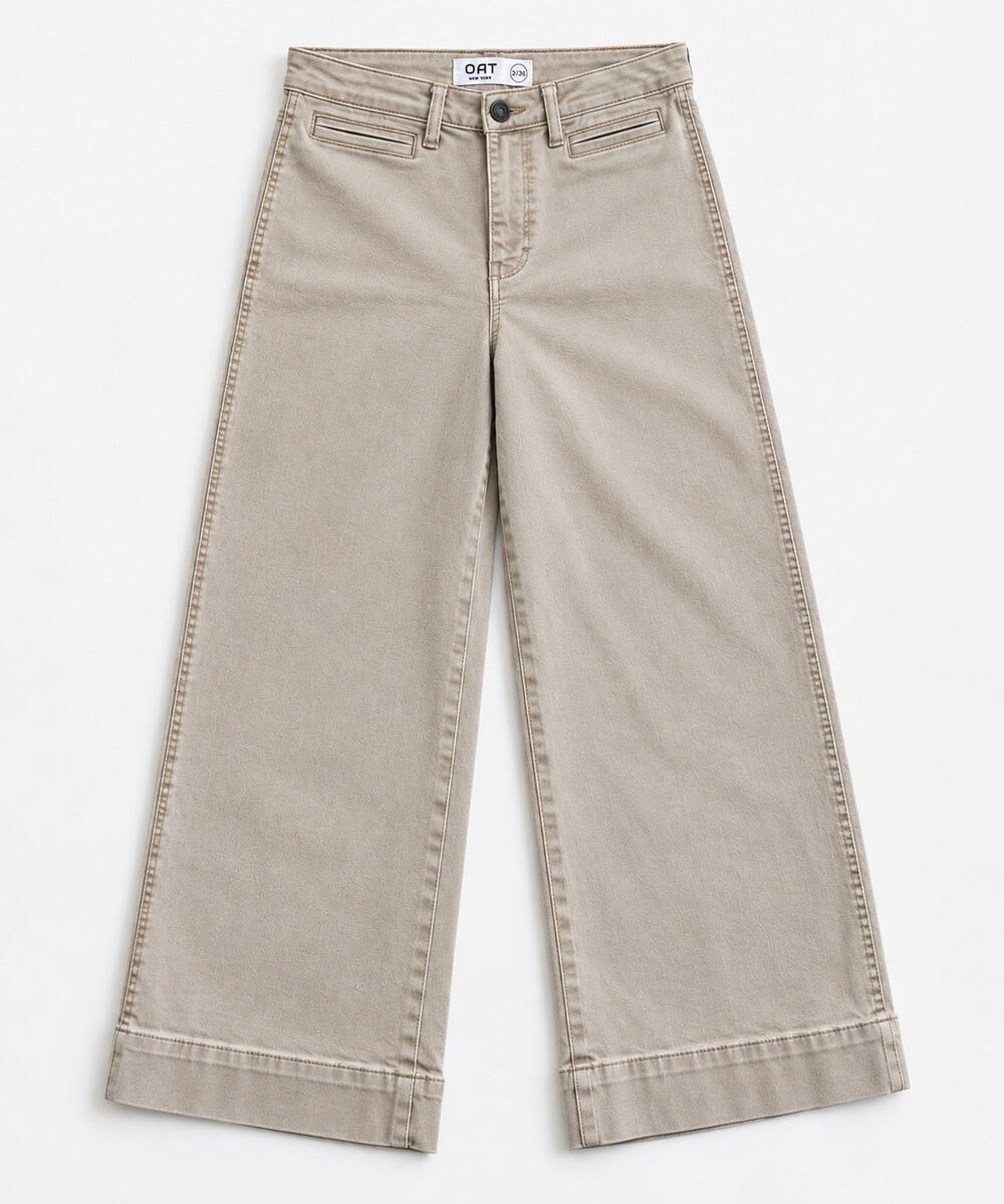 OAT New York High Rise Wide Leg Cropped Jeans Women’s 2/26 Taupe Beige